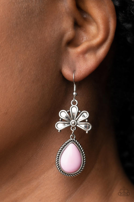 Paparazzi - Brightly Blooming - Pink Earrings