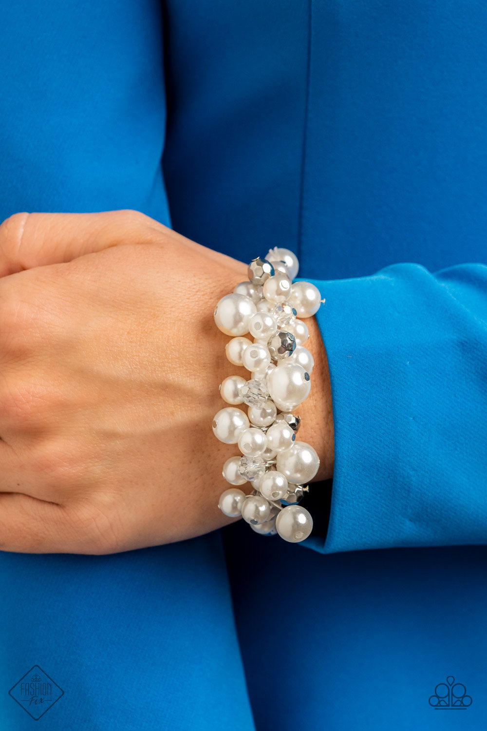 Elegantly Exaggerated - White Bracelet - Paparazzi