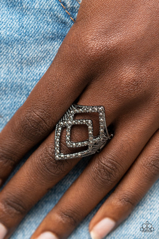 Diamond Duet - Black Paparazzi Ring