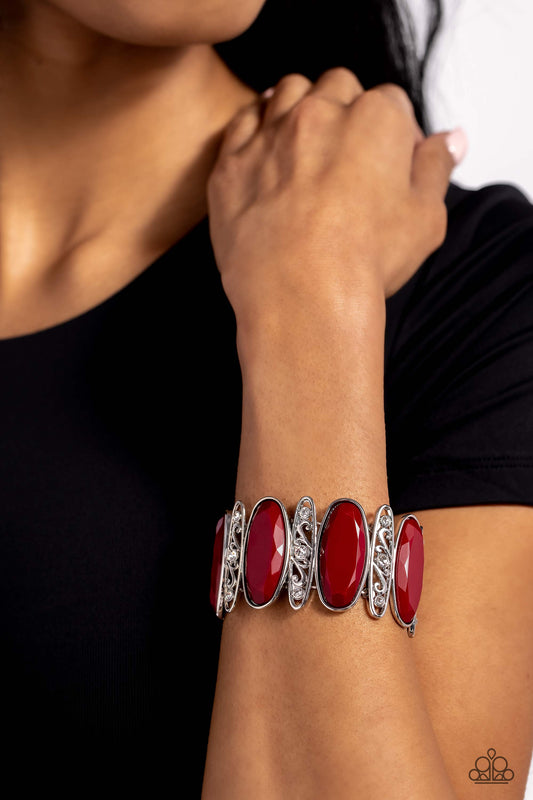 Paparazzi - Saturated Sparkle - Red Bracelet