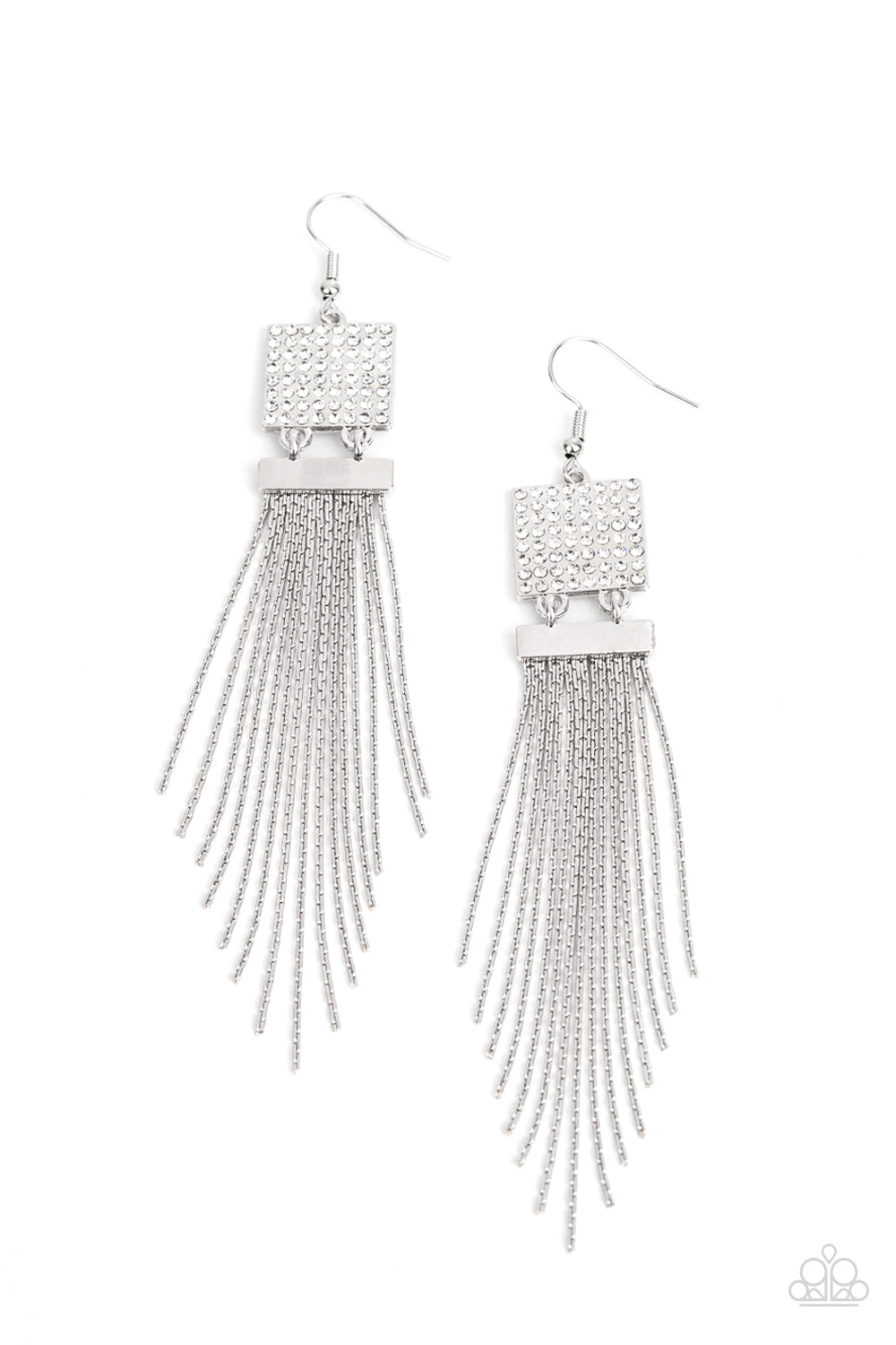 Paparazzi Dramatically Deco White Earrings