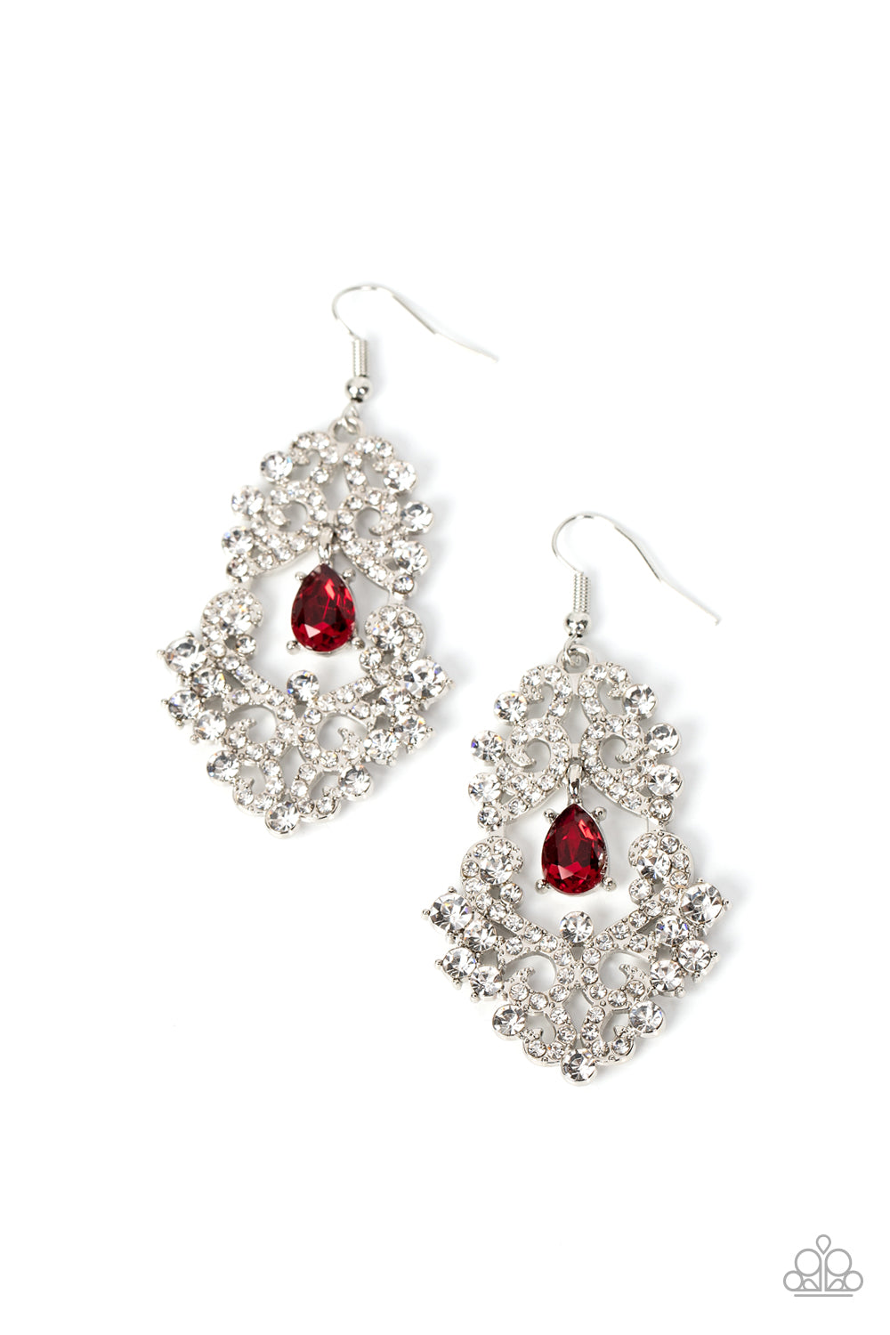 Paparazzi - Sociable Sparkle - Red Earrings