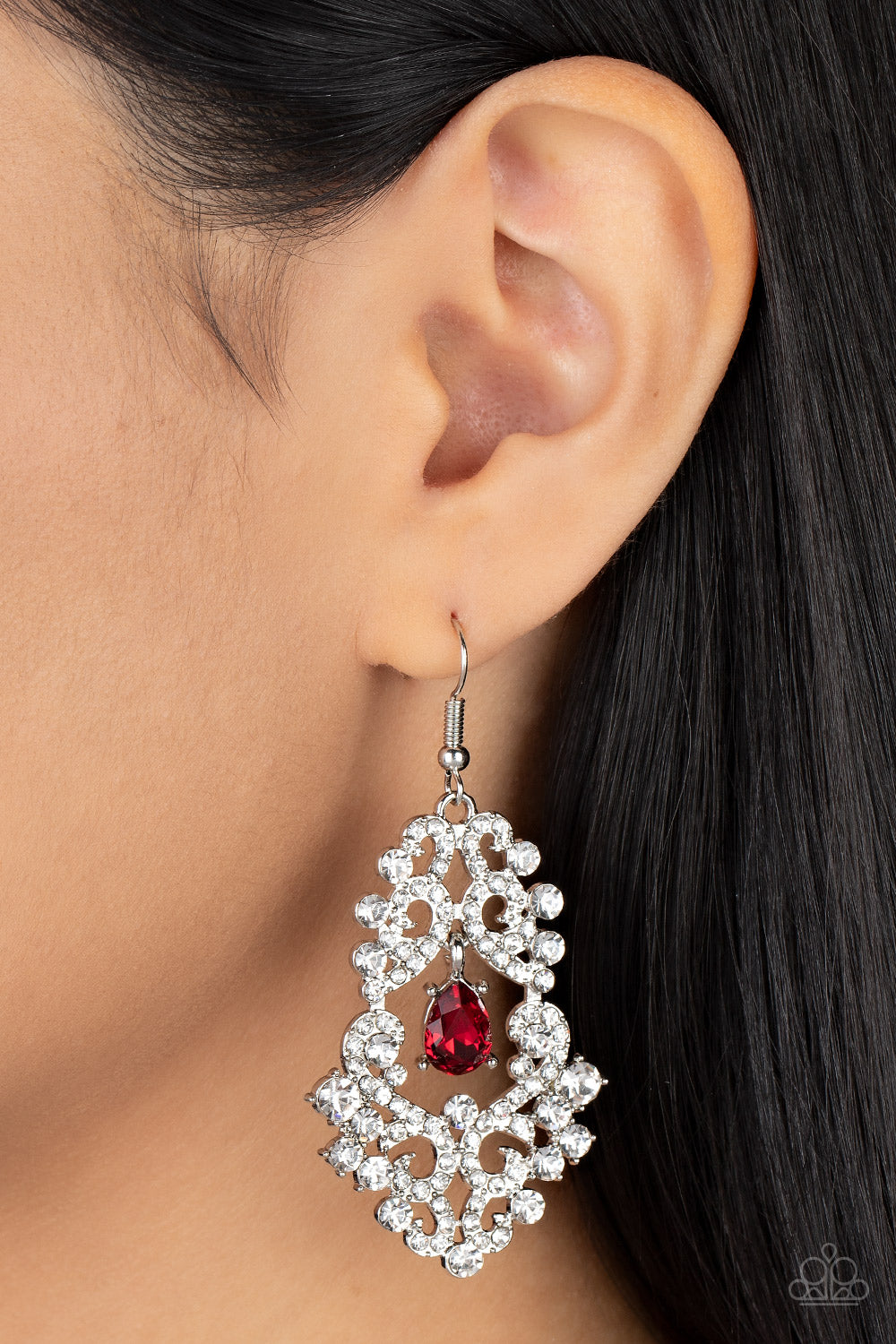 Paparazzi - Sociable Sparkle - Red Earrings