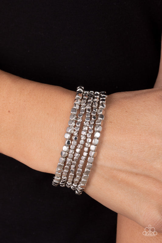 Paparazzi - Right on CUBE - Silver Bracelet