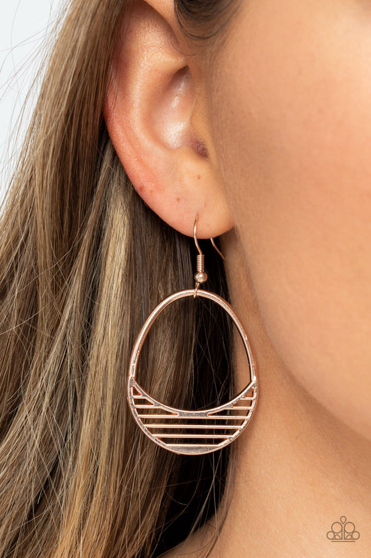 Paparazzi - Segmented Shimmer - Rose Gold Earrings
