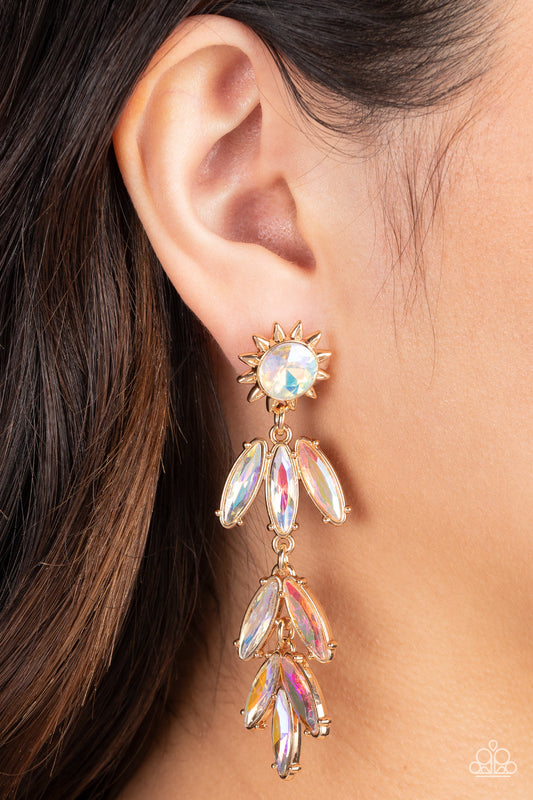 Paparazzi - Space Age Sparkle - Gold Earrings