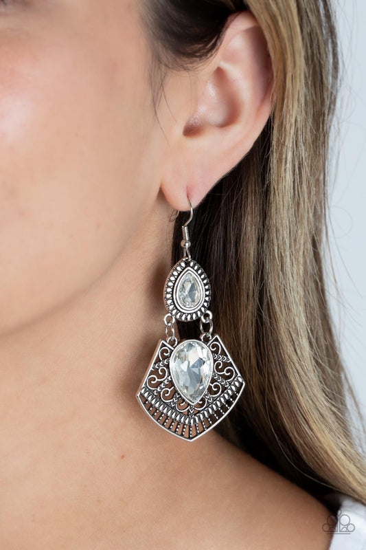 Paparazzi - Royal Remix - White Earrings