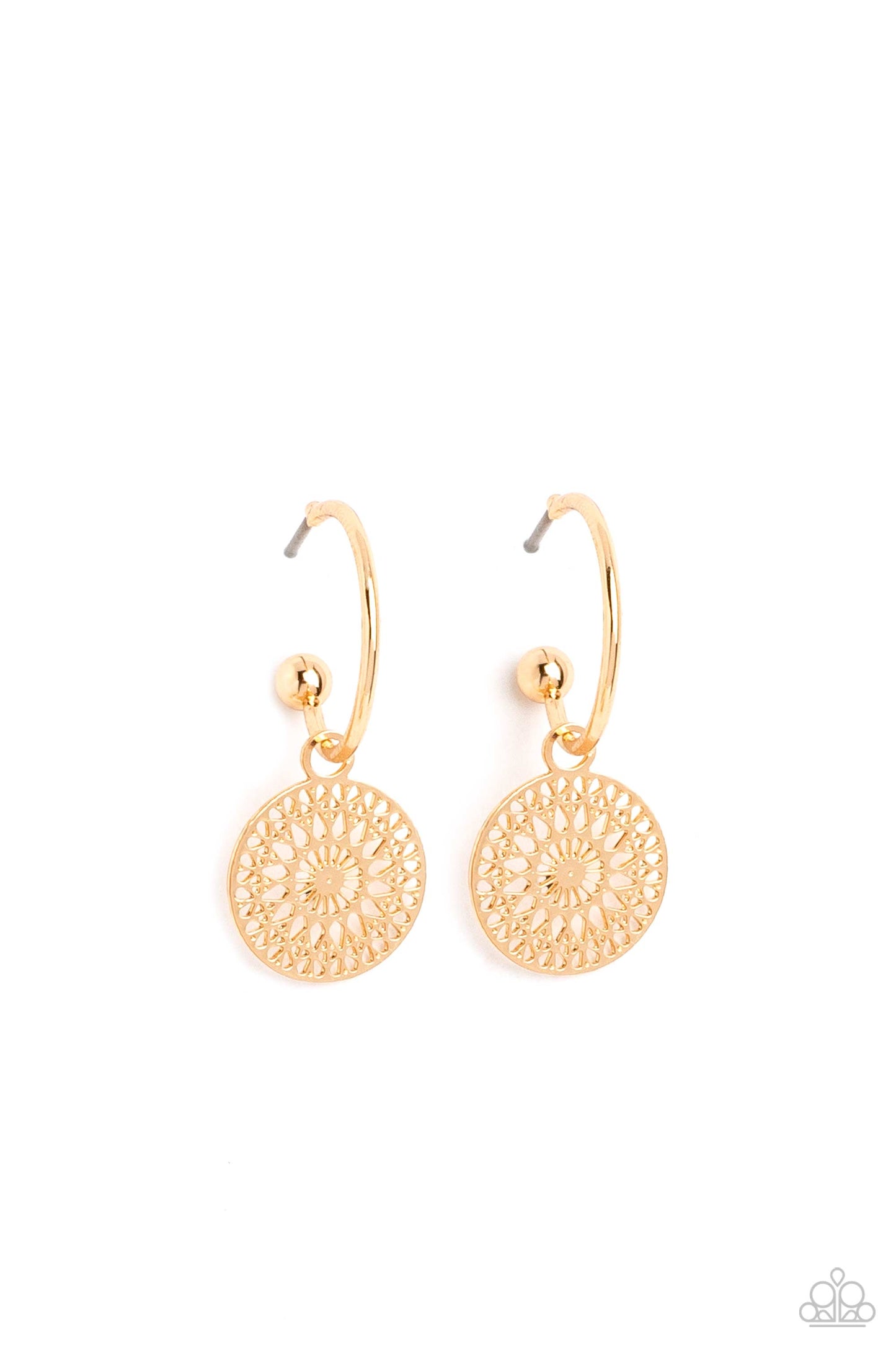 Paparazzi Mandala Maiden Gold Earrings