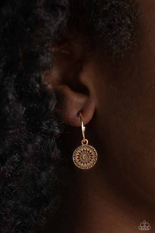 Paparazzi Mandala Maiden Gold Earrings