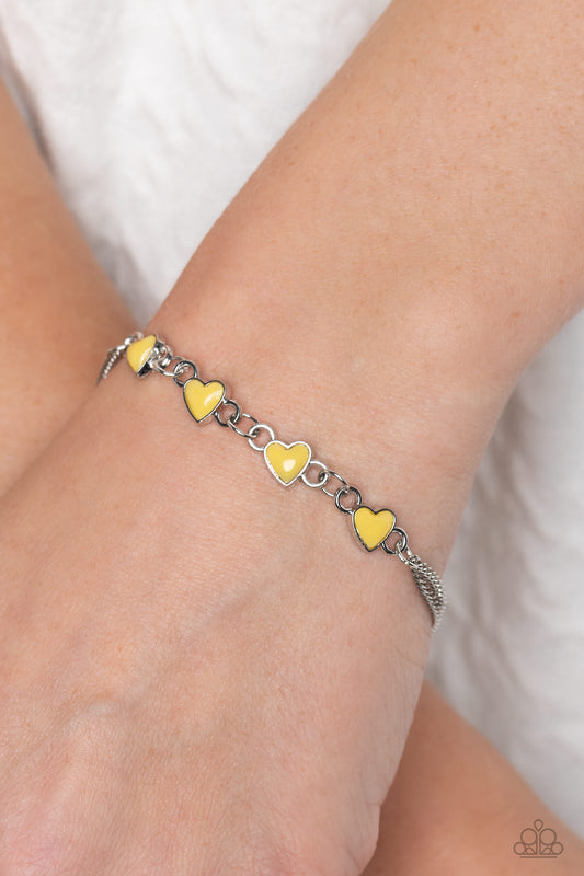 Paparazzi - Smitten Sweethearts - Yellow Bracelet