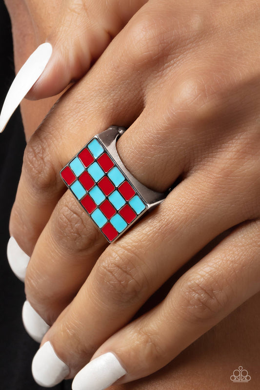Paparazzi - Checkerboard Craze - Red Ring