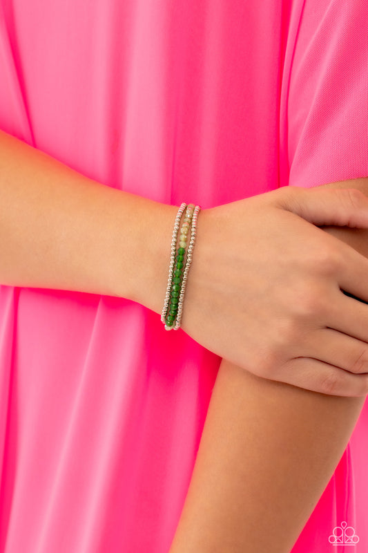 Paparazzi - Backstage Beading - Green Bracelet