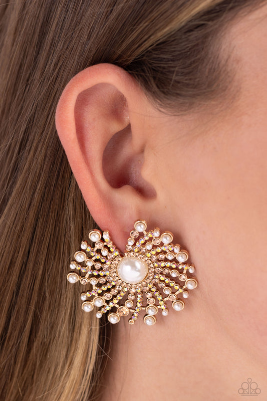 Paparazzi Fancy Fireworks Gold Earrings