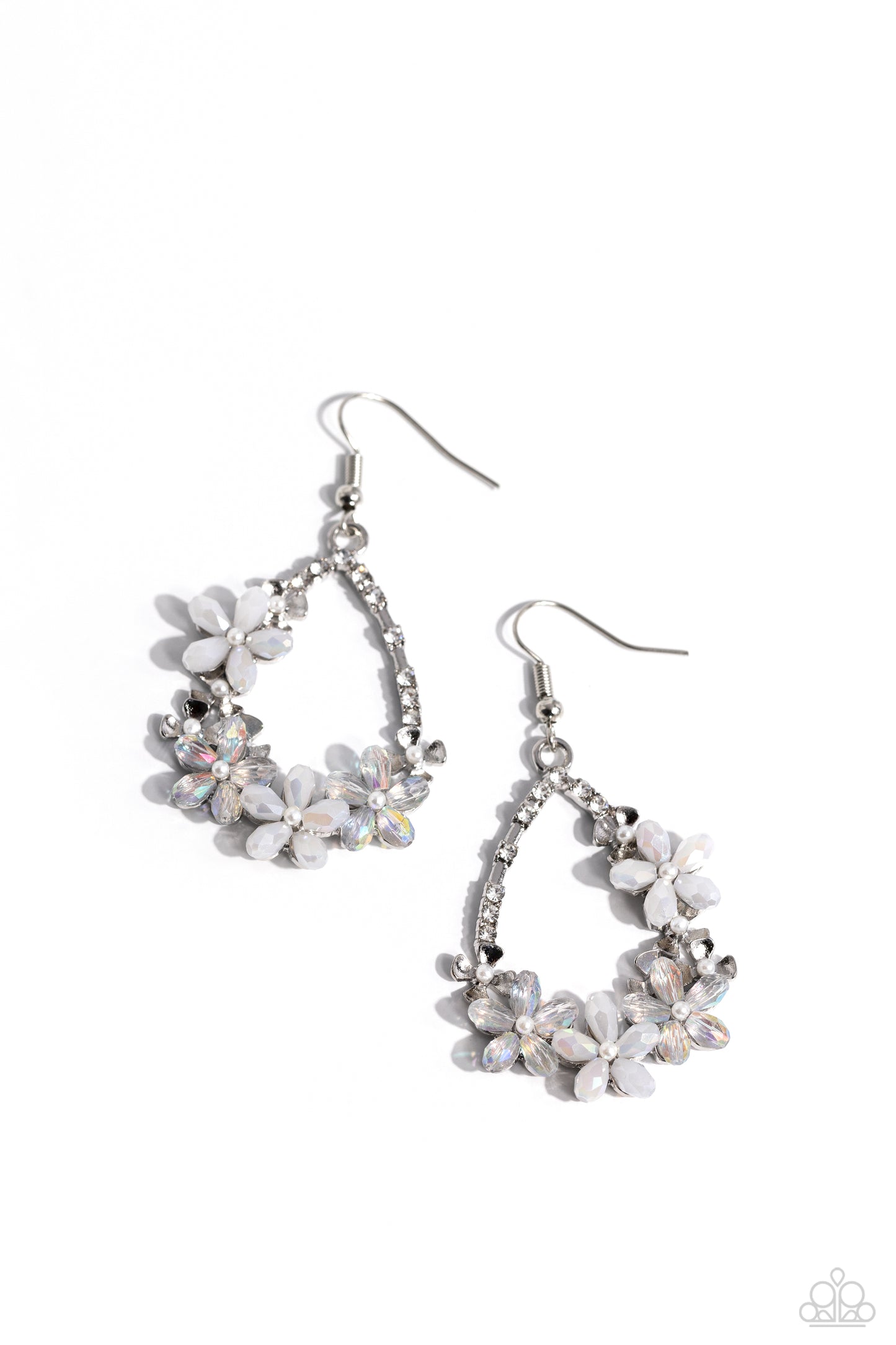 Paparazzi - Boisterous Blooms - White Earrings