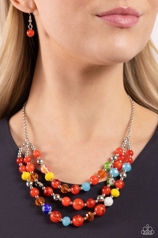 Paparazzi - Summer Scope - Red Necklace