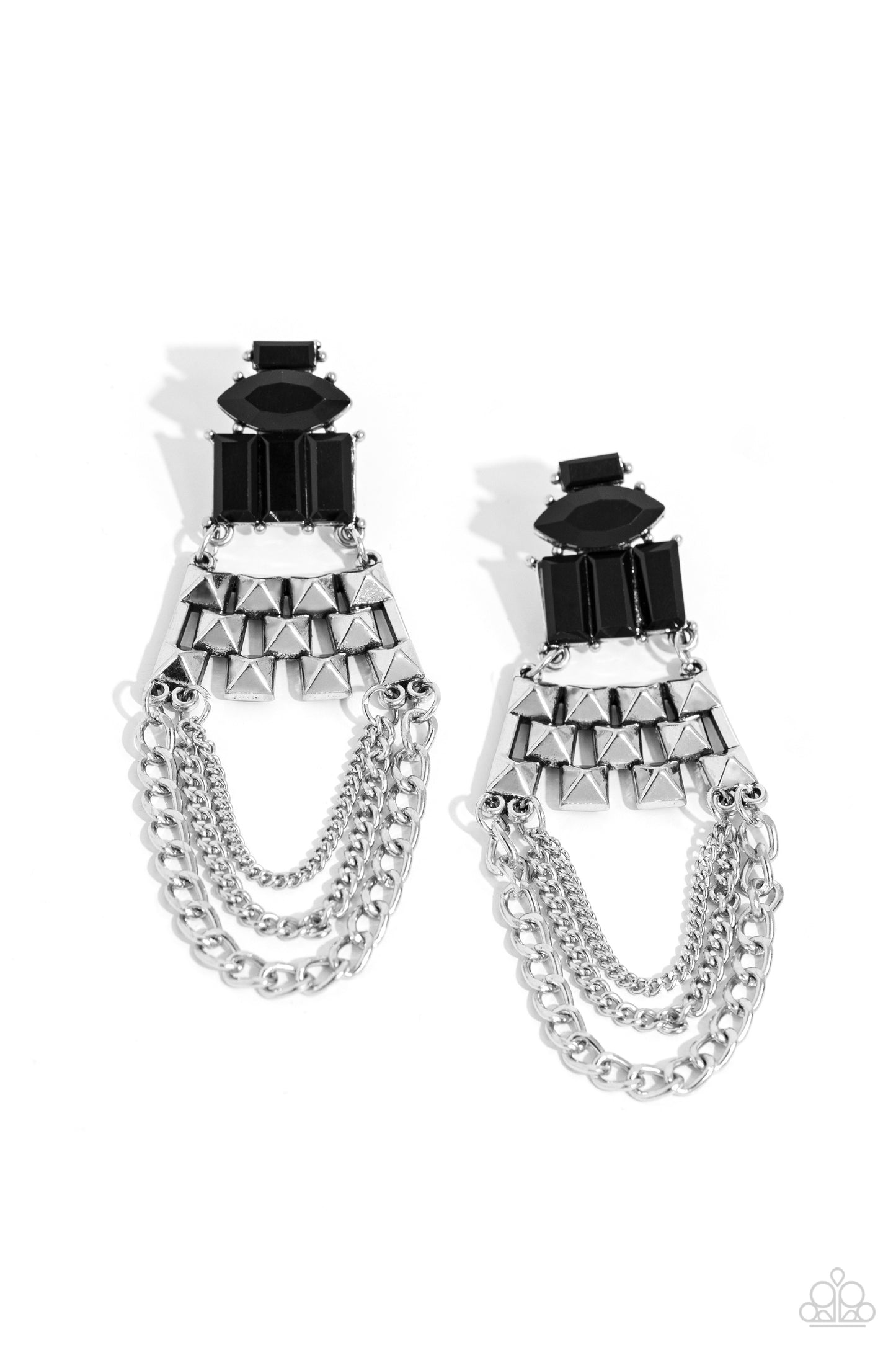 Paparazzi - Dangling Art Deco - Black Earrings