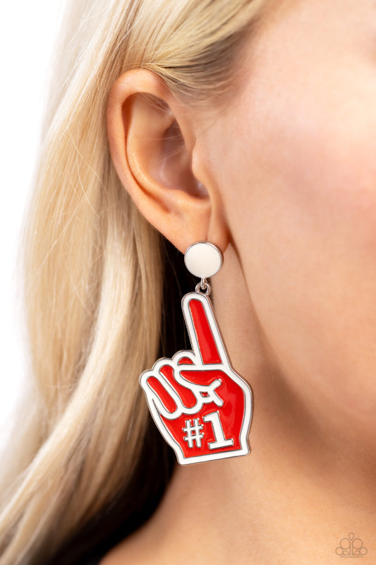 Paparazzi - My Number One - Red Earrings