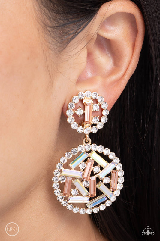 Paparazzi - Gasp-Worthy Glam - Gold Clip-on Earrings