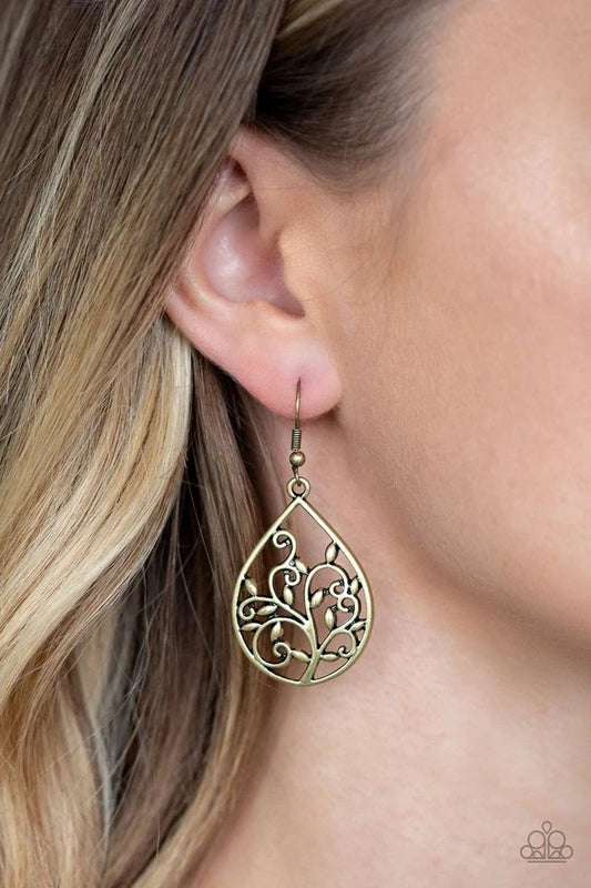 Paparazzi Earrings - Enchanted Vines - Brass Earrings - Paparazzi