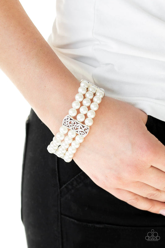 Paparazzi Ritzy Ritz - White Bracelet