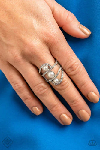 Color Me Envious White Pearl Paparazzi Ring - Paparazzi