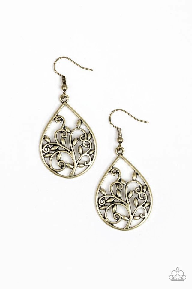 Paparazzi Earrings - Enchanted Vines - Brass Earrings - Paparazzi