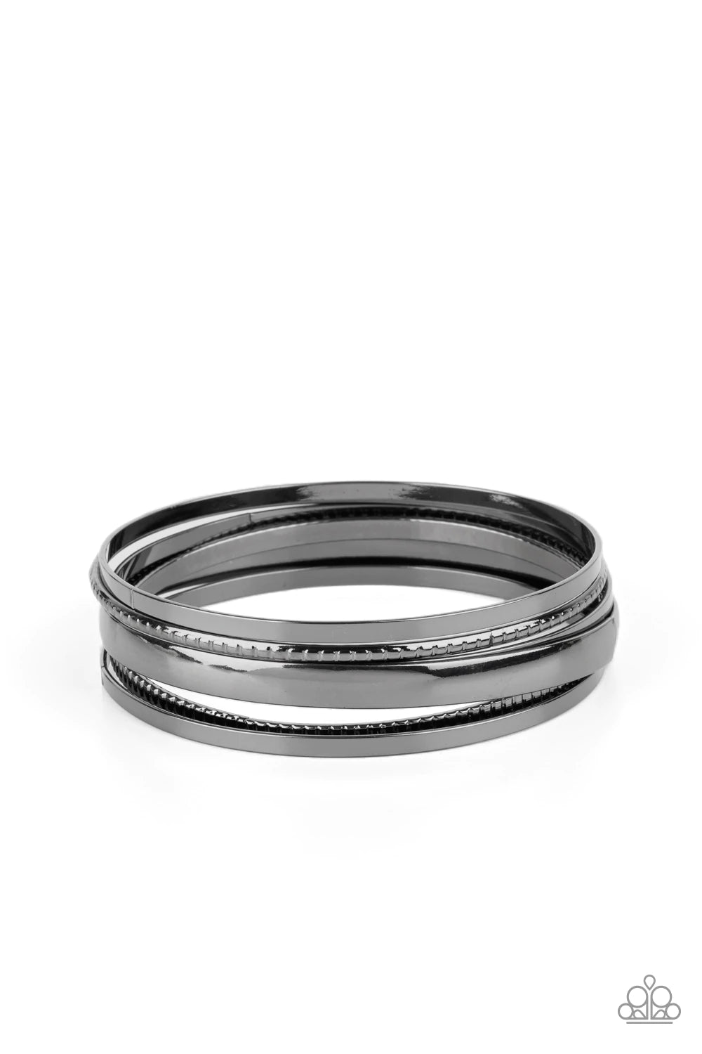 Paparazzi Gliding Gleam - Black Bangles