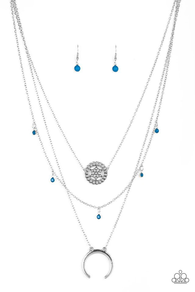 Lunar Lotus - Blue Necklace Paprazzi