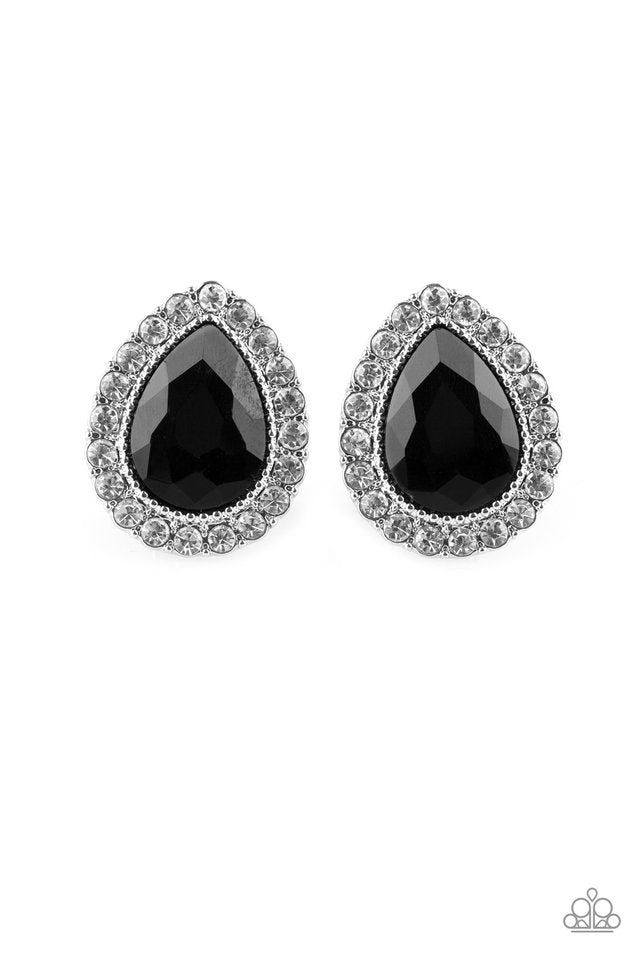 Paparazzi Clip-on Earrings-All HAUTE and Bothered - Black