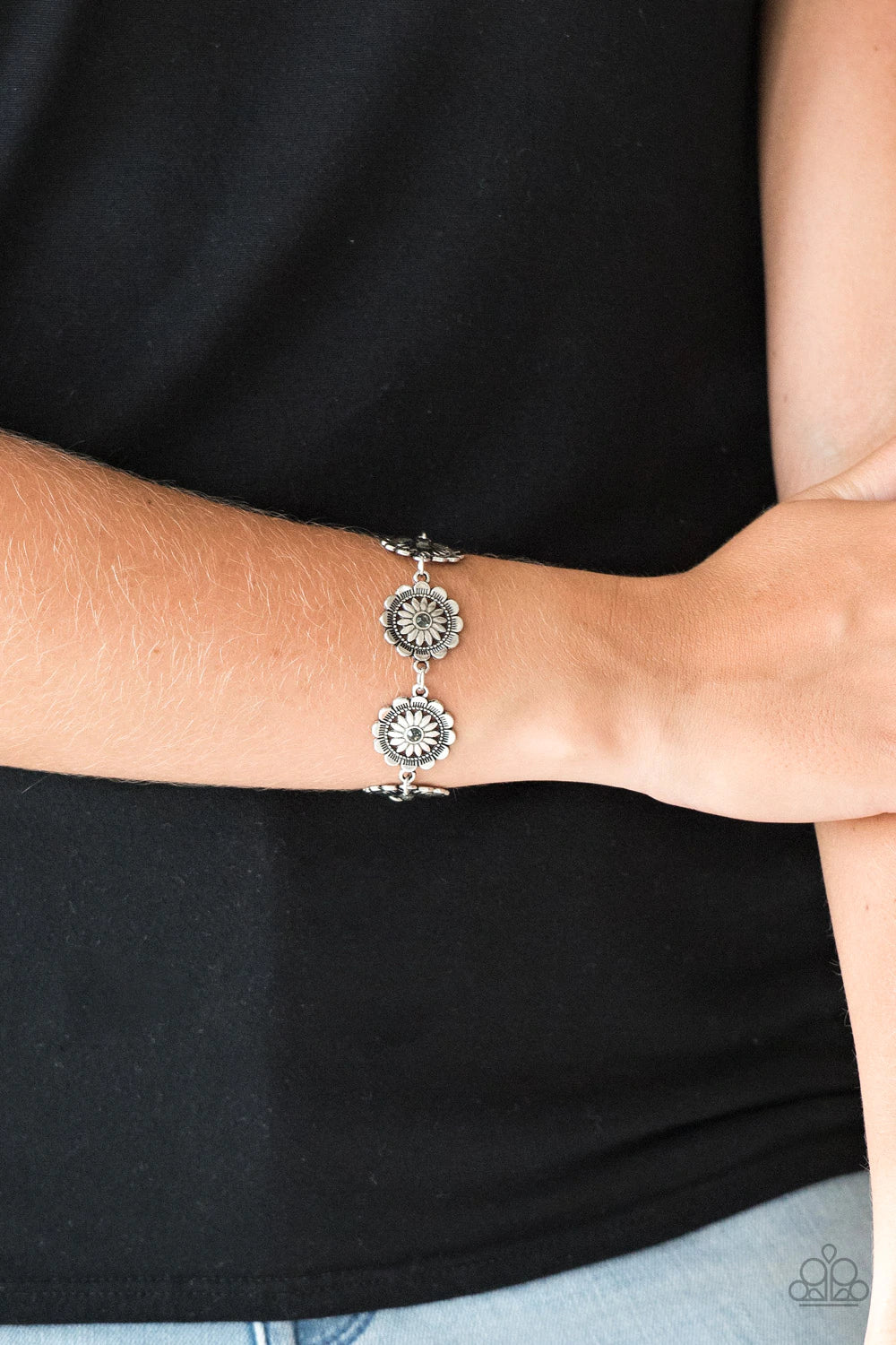 Paparazzi Funky Flower Child Silver Bracelet