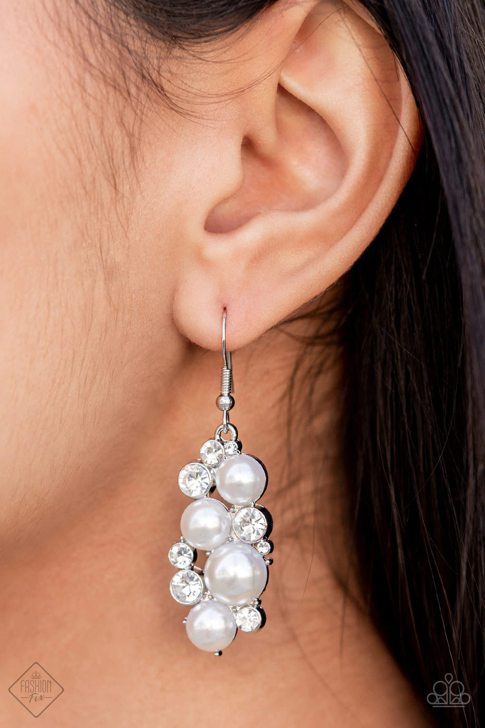 Paparazzi Fond of Baubles - White  Earrings