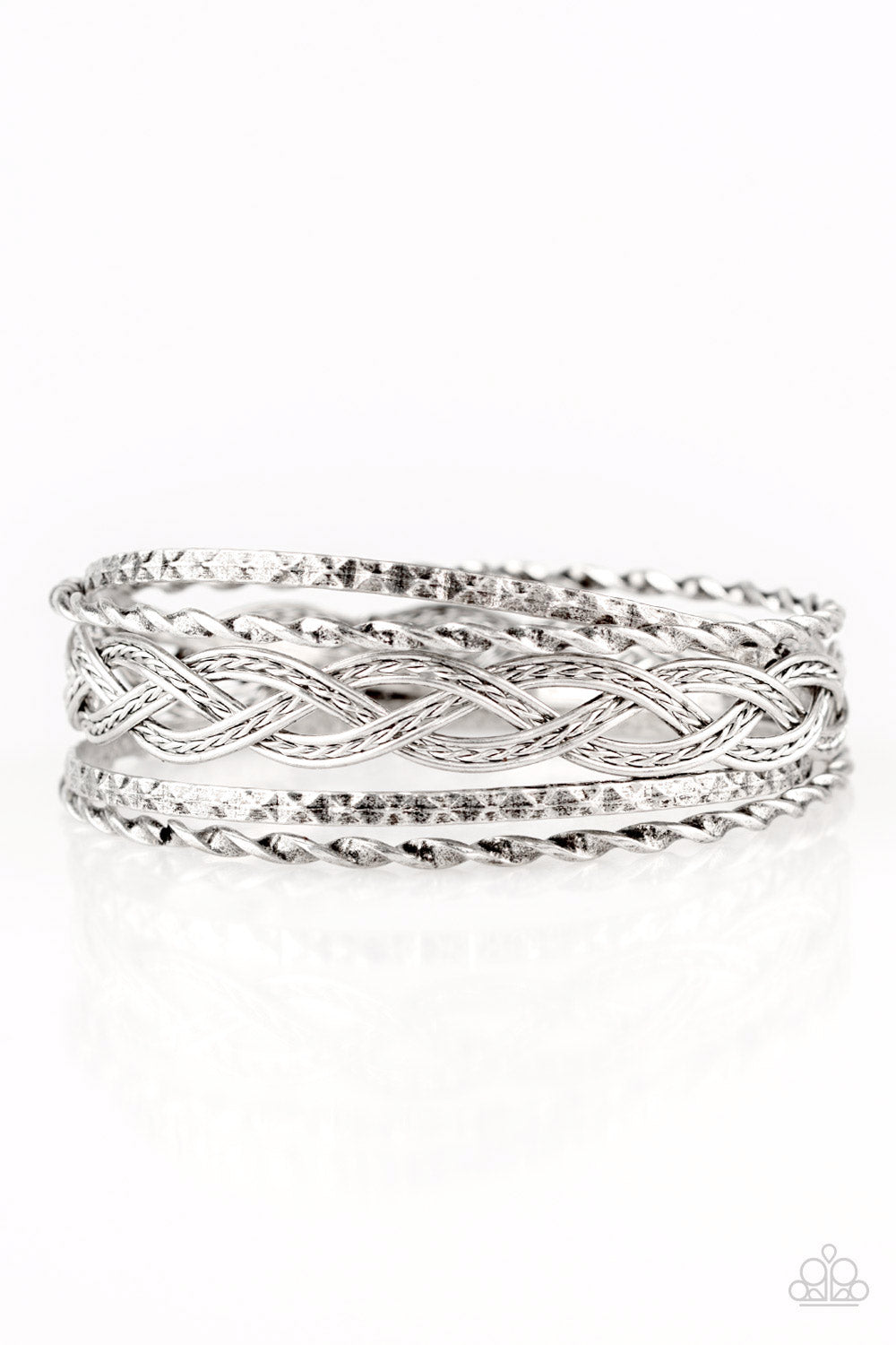 Paparazzi Straight Street - Silver Bangles